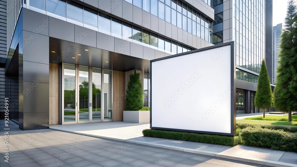 Showcase Your Brand in a Polished and Professional Setting with a Blank Billboard Mockup in a Modern Office Entrance generative AI Showcase Your Brand in a Polished and Professional Setting with a Blank Billboard Mockup in a Modern Office Entrance generative AI