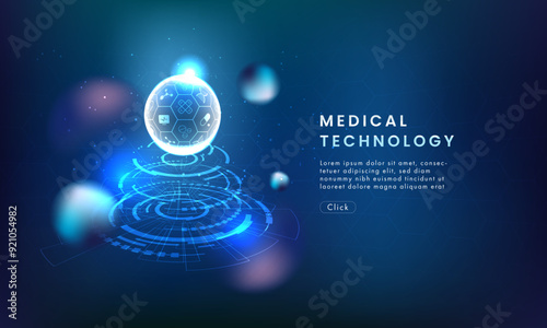 Healthcare technology and medical innovation digital technology background. Medical, science and technology concepts. Abstract futuristic design. Vector illustration.