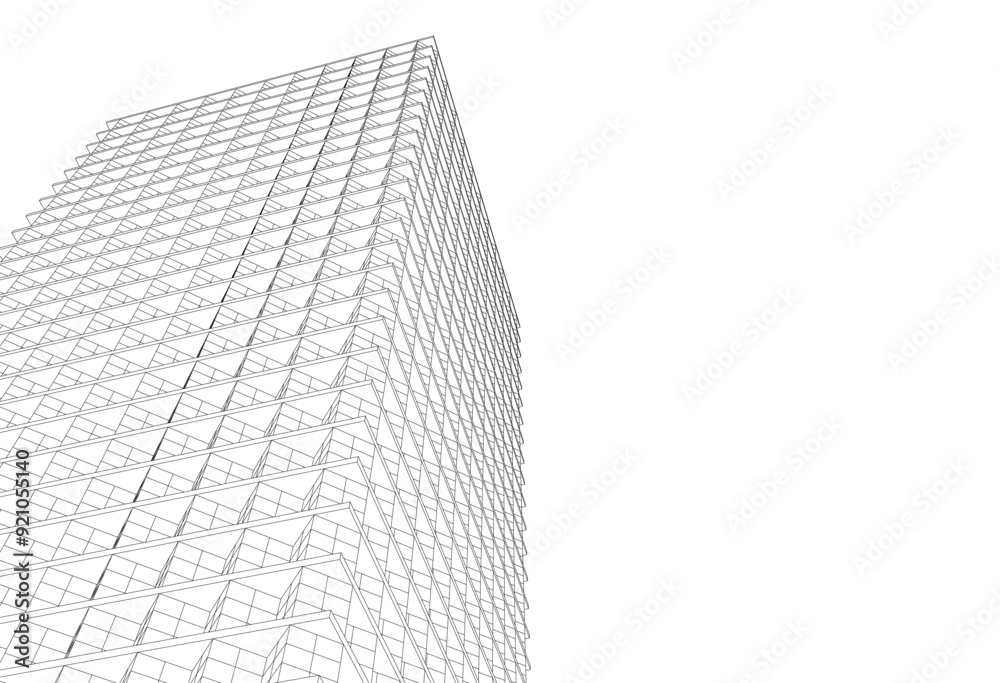 Fototapeta premium modern building architecture 3d illustration
