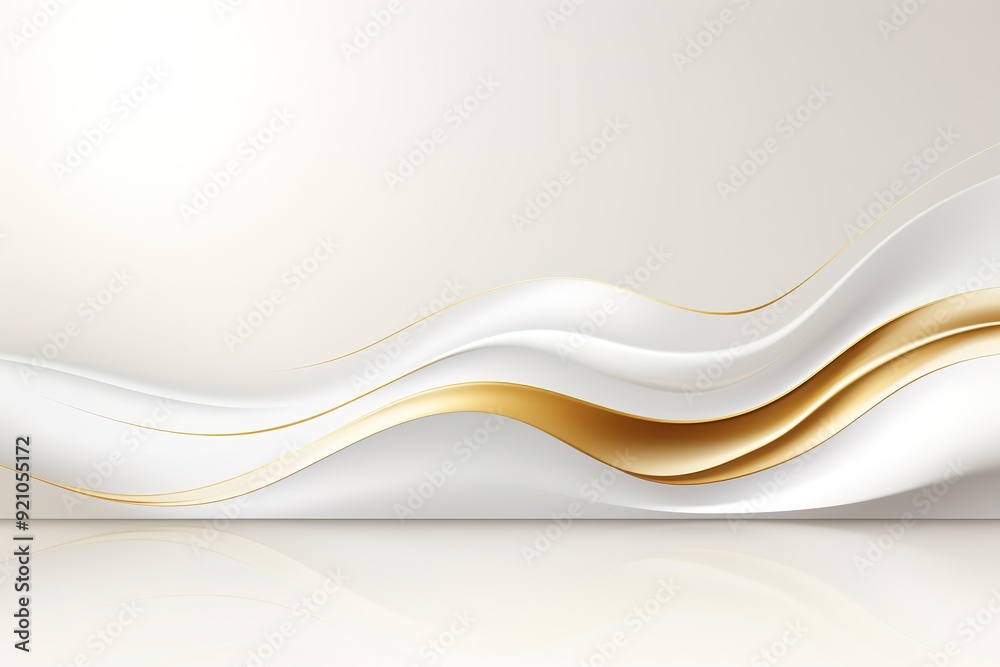 Abstract background with white and gold wavy lines. Abstract background with white and gold wavy lines.