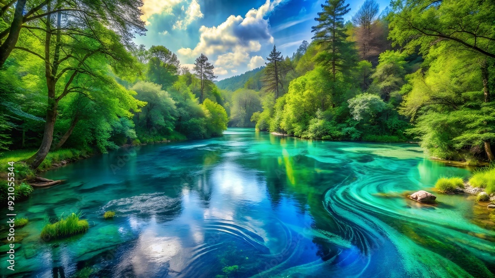 The Serene Swirls of the Blautal: An Abstract Representation of the Blaubeuren Valley AI generated The Serene Swirls of the Blautal: An Abstract Representation of the Blaubeuren Valley AI generated