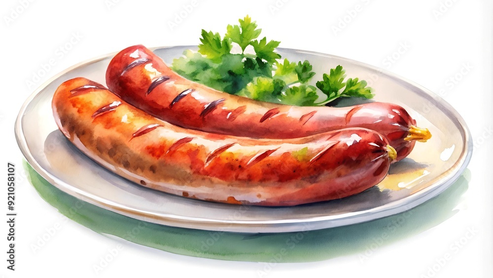 A Symphony of Sausage: A Watercolor Celebration of Culinary Delight generative AI A Symphony of Sausage: A Watercolor Celebration of Culinary Delight generative AI