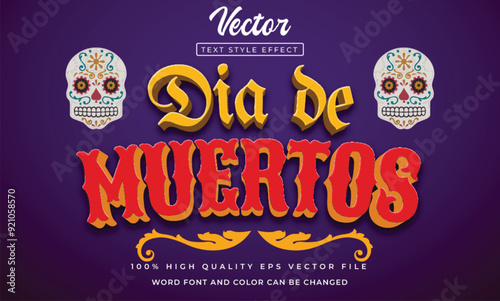 dia de muertos editable 3d text effect