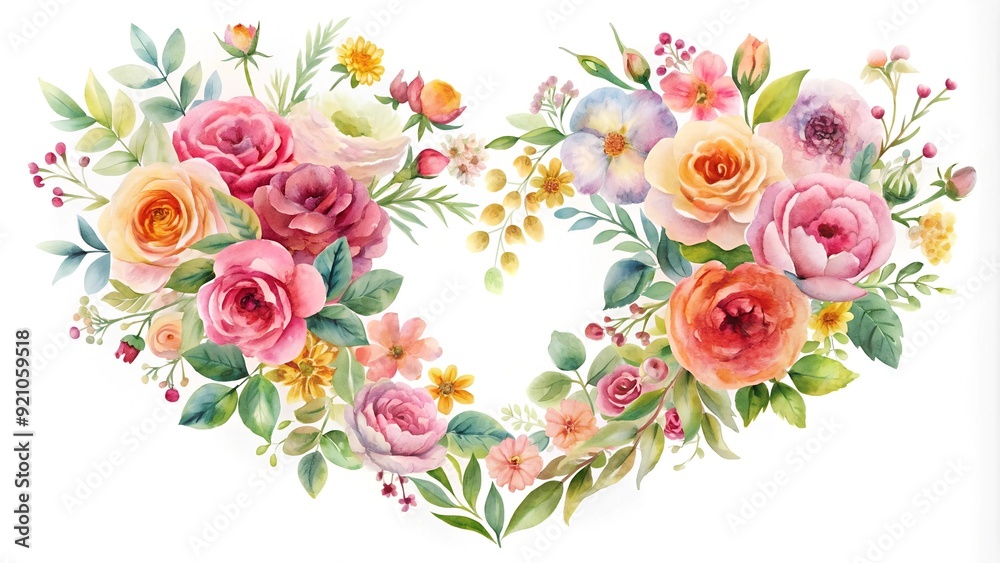 A Watercolor Heart of Delicate Flower Petals AI generated A Watercolor Heart of Delicate Flower Petals AI generated