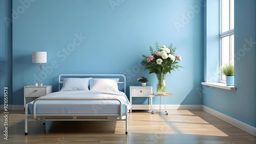 A Serene Sanctuary for Recovery: Minimalist Hospital Room Design with Natural Light and Calming Colors  Generative AI