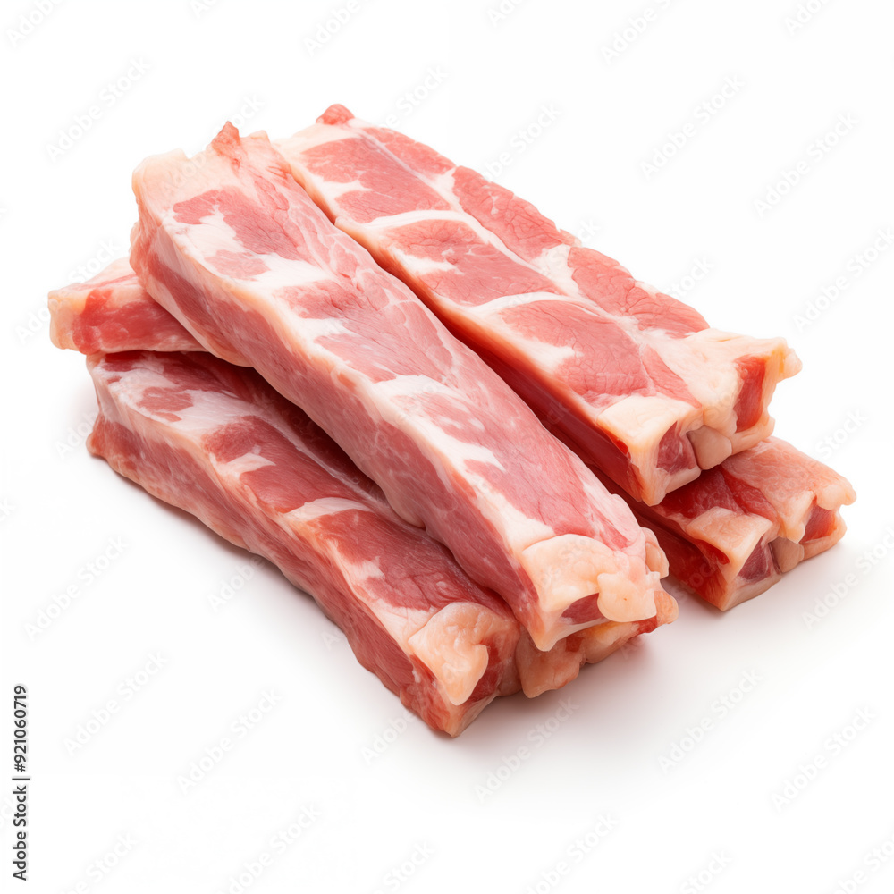 Fresh Raw Pork Ribs on White Background Fresh Raw Pork Ribs on White Background
