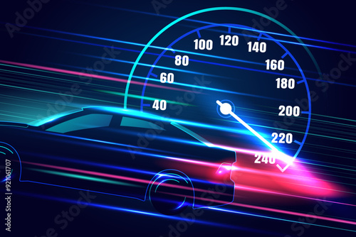 Sport car speedometer for darkblue color background.High speed movement design.Vector illustration.