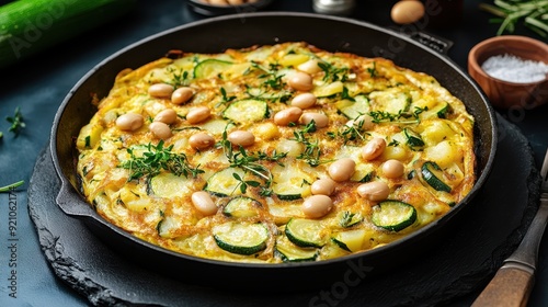 Delicious Spanish Omelette with Zucchini and White Beans