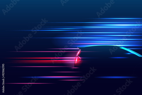 High speed movement design. sport car on high speed running concept.Fast silhouette. Abstract technology background. Vector illustration.