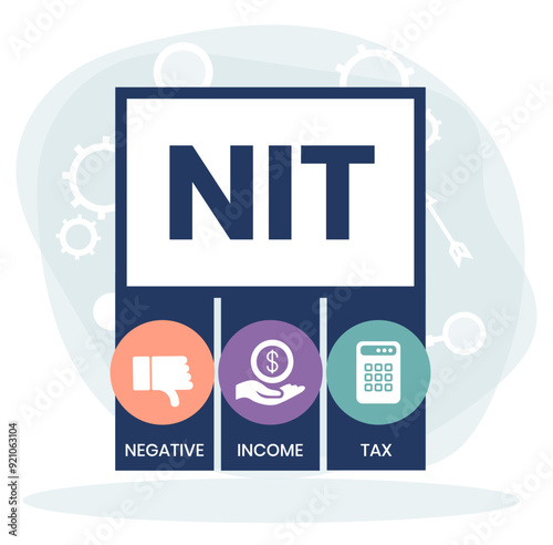 Vector website design template . NIT - Negative Income Tax acronym. business concept. illustration for website banner, marketing materials, business presentation, online advertising.