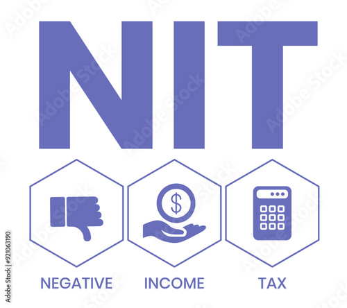 Vector website design template . NIT - Negative Income Tax acronym. business concept. illustration for website banner, marketing materials, business presentation, online advertising.
