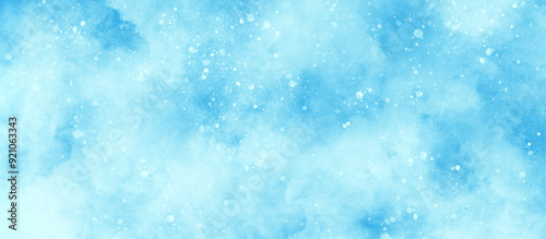 light blue bokeh background for design, beautiful blue watercolor background with glitter particles, A winter background with snowflakes and randomized floating bokeh, blue snow background texture.