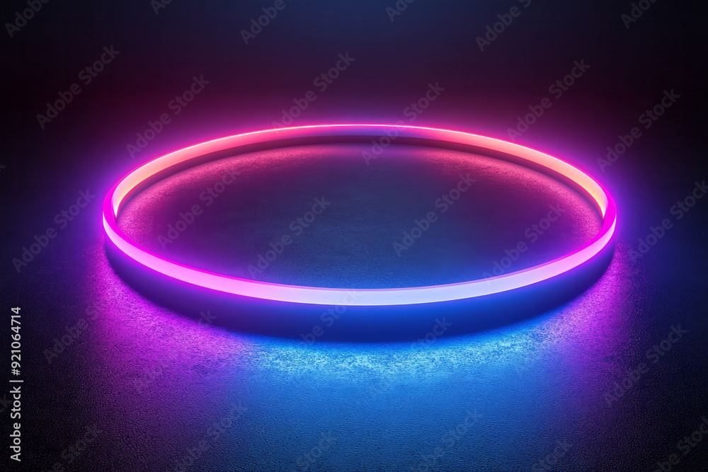 A neon ring glowing in a gradient of blue to purple, casting a mesmerizing reflection on a deep black surface, A neon ring glowing in a gradient of blue to purple, casting a mesmerizing reflection on a deep black surface,