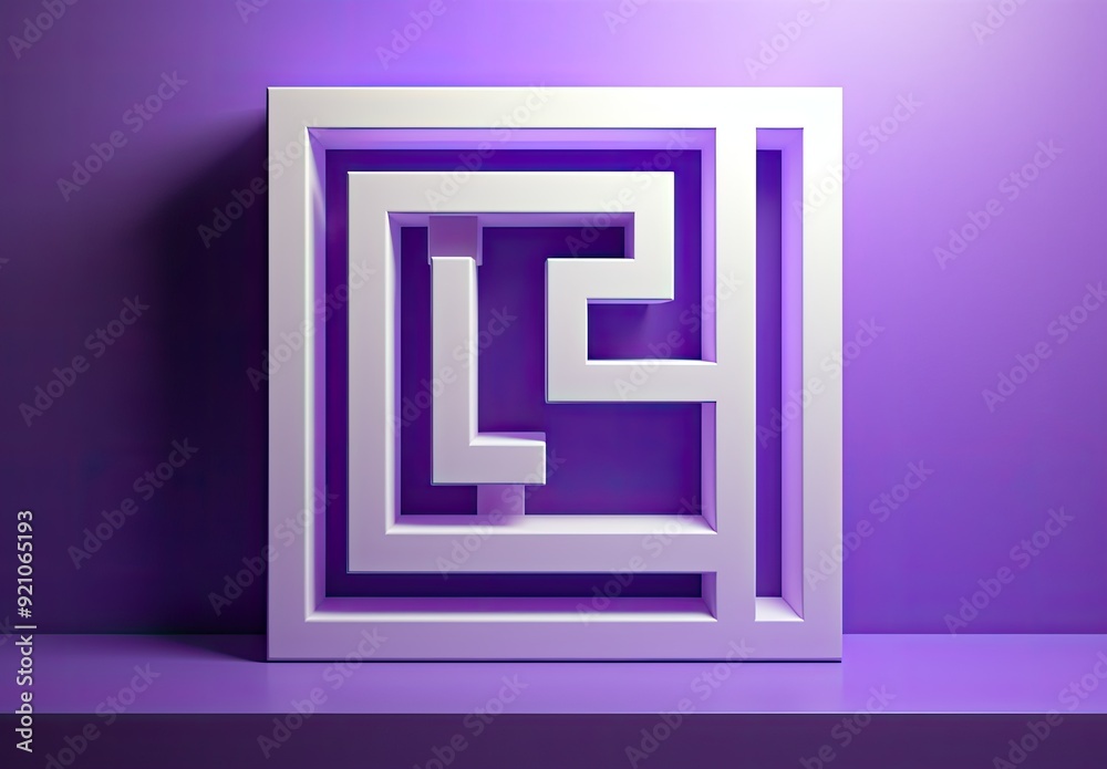 A 3D maze design in white against a purple background, showcasing creativity and spatial thinking. A 3D maze design in white against a purple background, showcasing creativity and spatial thinking.