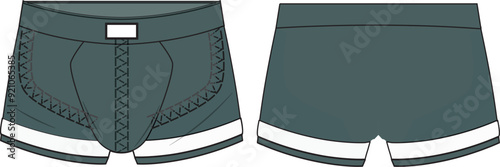 Boxer shorts underwear tech pack vector template