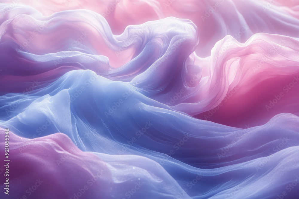 Obraz premium Smooth, flowing shapes in light blue and pink pastel tones, creating a calming, fluid motion,