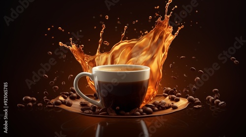 Blazing Coffee Splash on Dark Background