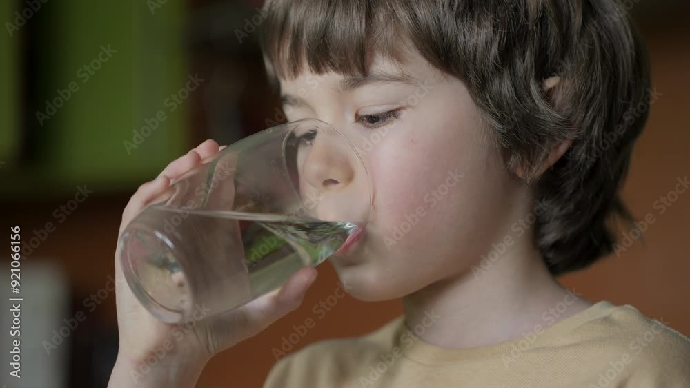 Boy is Drink Clean Water From Glass. Child Boy Drinking Glass Fresh Transparent Pure Filtered Mineral Water at Home. Close-up Kid Drinking Cup Water Healthy Body Care. Healthy Lifestyle Children. Boy is Drink Clean Water From Glass. Child Boy Drinking Glass Fresh Transparent Pure Filtered Mineral Water at Home. Close-up Kid Drinking Cup Water Healthy Body Care. Healthy Lifestyle Children.