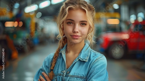 Wallpaper Mural Portrait of a Young Woman in a Garage Torontodigital.ca