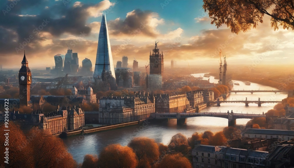 Fototapeta premium sunset over the river