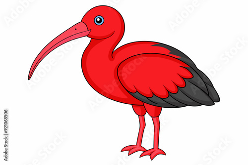 Northern Bald Ibis Bird Vector Illustration Kawaii Clipart photo