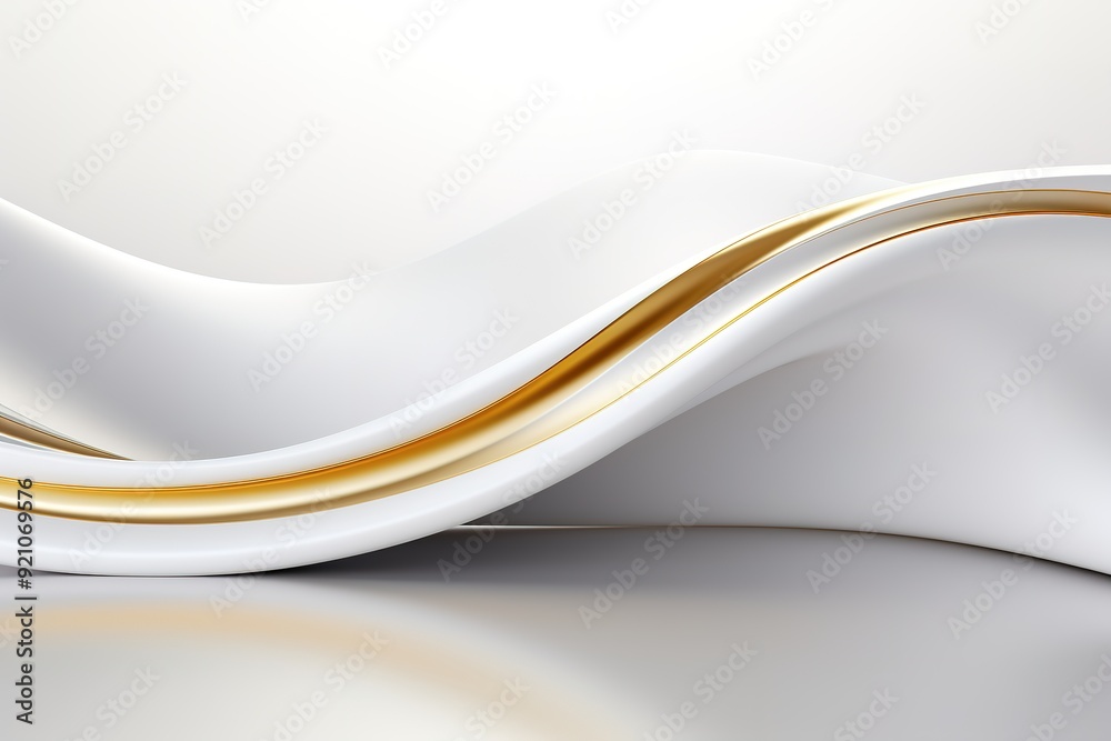 Obraz premium Abstract white and gold 3D wave background.