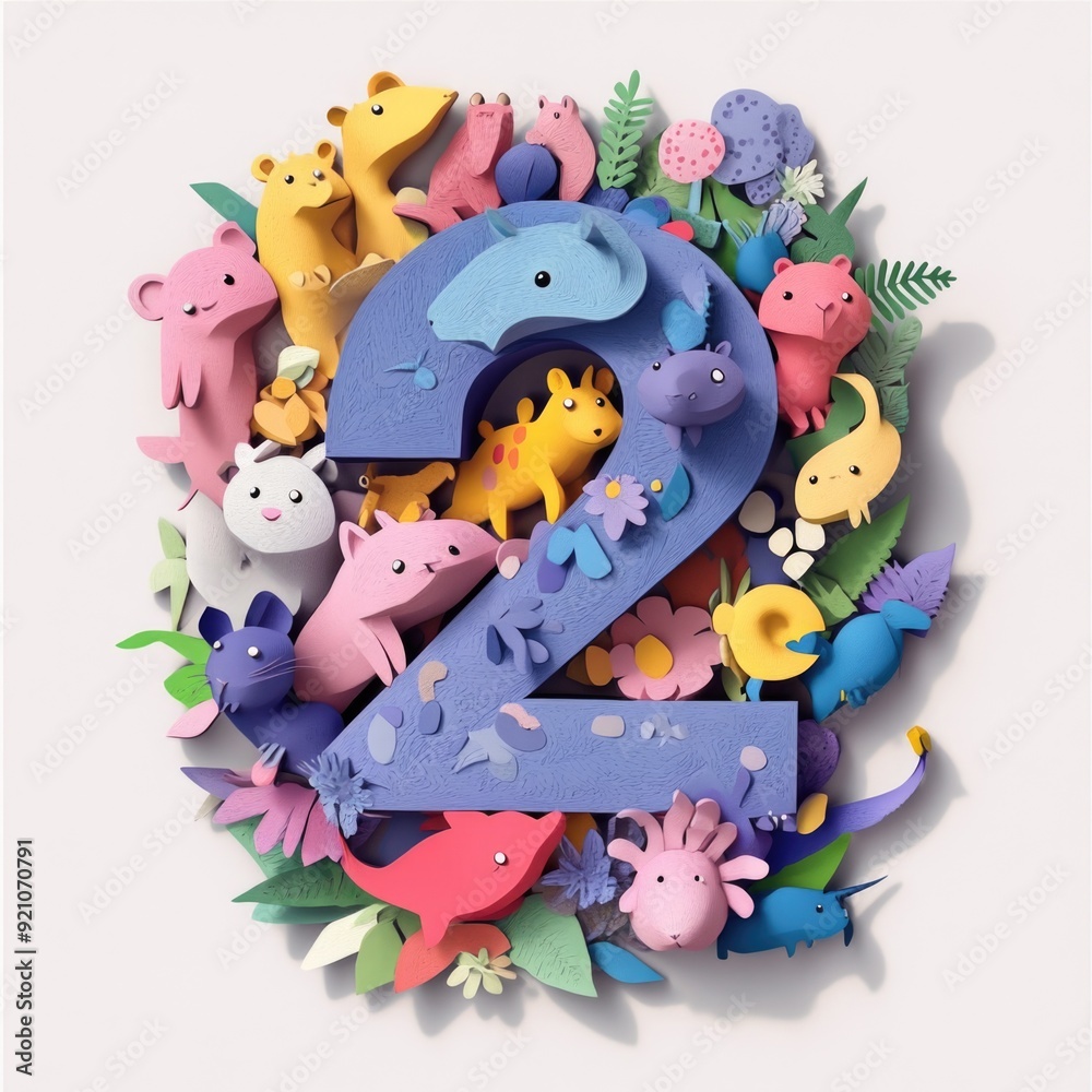 Paper cut style illustration, colorful 3D whimsical, text Paper cut style illustration, colorful 3D whimsical, text