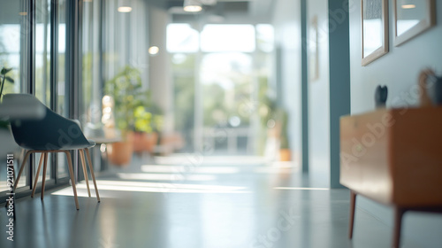  Blur focus of White open space office interior can be used as background