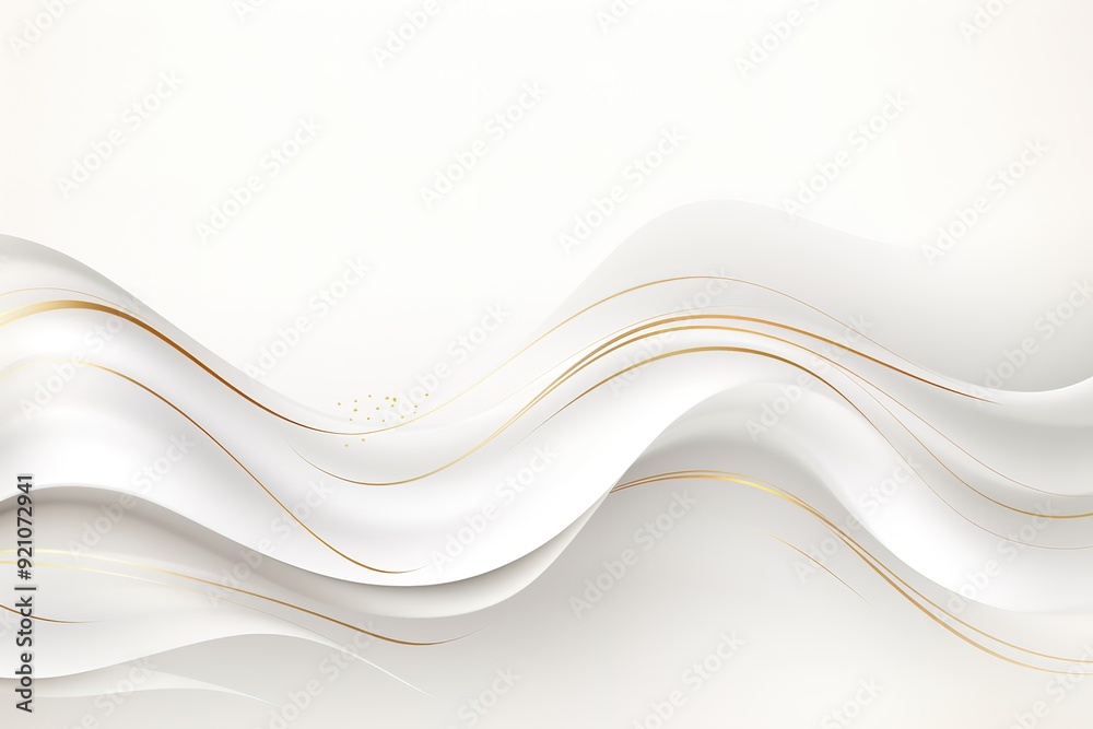 Abstract white and gold background with curved lines. Abstract white and gold background with curved lines.