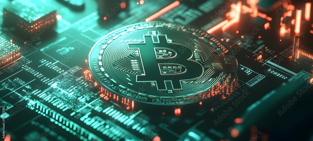 49. A real-time Bitcoin transaction scene with digital elements and high-tech visuals 49. A real-time Bitcoin transaction scene with digital elements and high-tech visuals