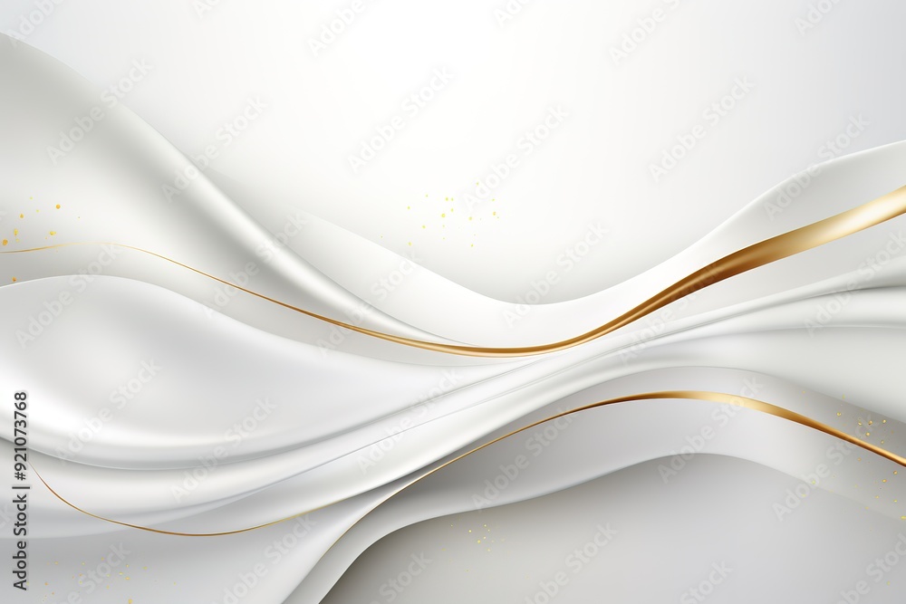 Abstract white and gold background with curved lines and glitter. Abstract white and gold background with curved lines and glitter.