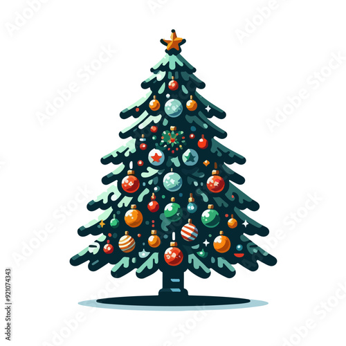  Christmas tree, Decorative Christmas ornament insolated on white background