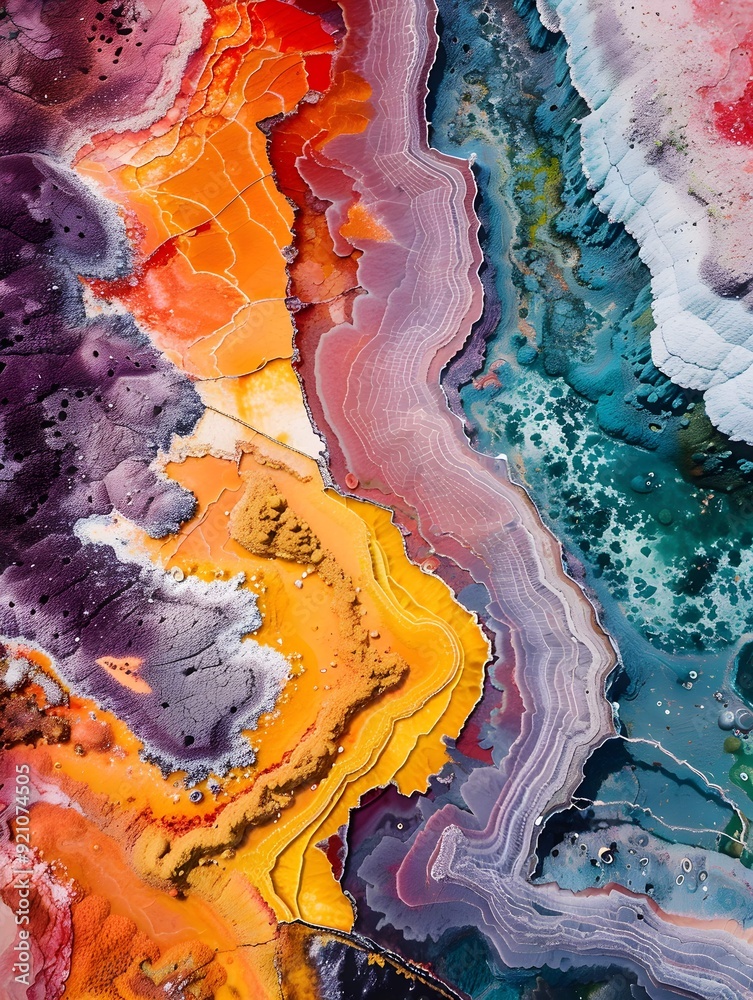 Fototapeta premium Aerial view of vibrant mineral landscapes