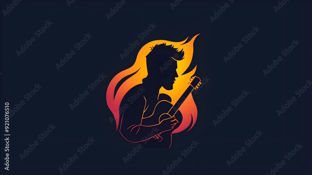 logo, banner, icon for musician. Musician with guitar vector illisturation . Musician playing guitar banner. Poster with musician with guitar. logo, banner, icon for musician. Musician with guitar vector illisturation . Musician playing guitar banner. Poster with musician with guitar.