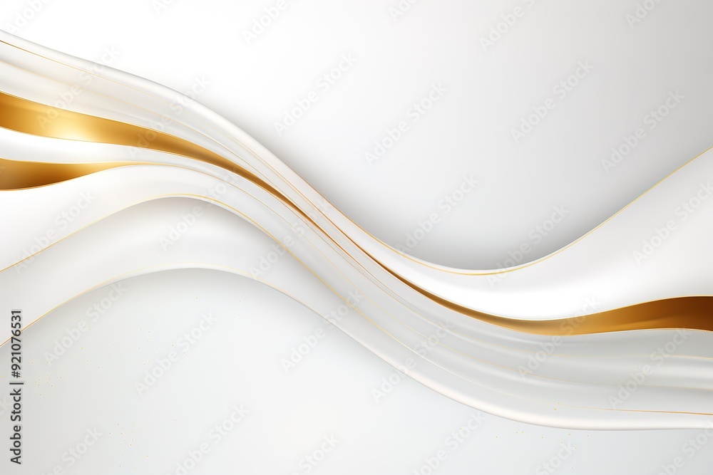 Abstract white and gold background with flowing curves. Abstract white and gold background with flowing curves.