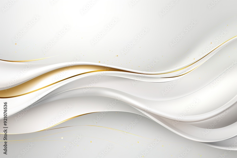 Abstract white and gold background with flowing curves. Abstract white and gold background with flowing curves.