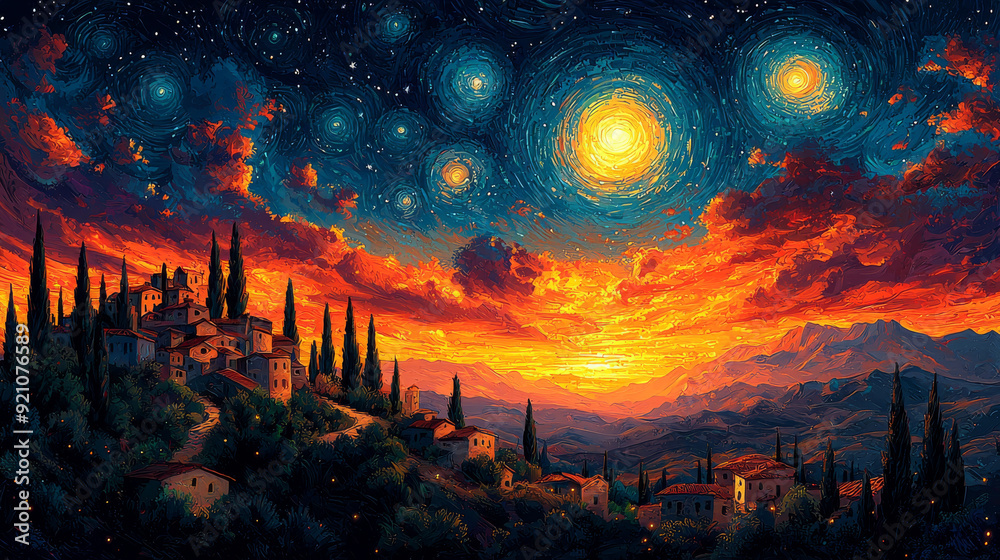Colorful Cosmic Landscape of Abstract Mountain Peaks Colorful Cosmic Landscape of Abstract Mountain Peaks
