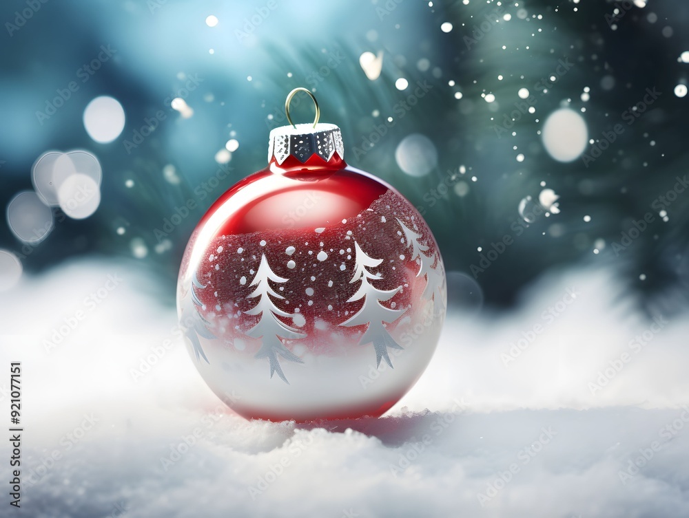 red Christmas ball on snow background
red Christmas ball on snow background