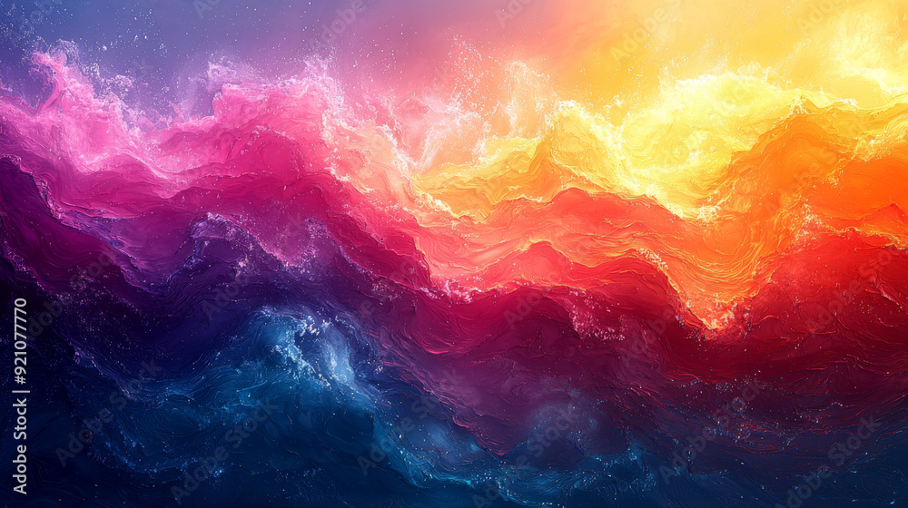 Fototapeta premium Colorful Cosmic Landscape of Abstract Mountain Peaks