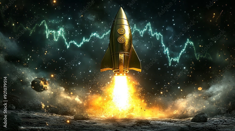 Fototapeta premium From Coins to the Stars Investment Ignition