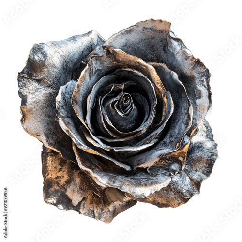 artificial rose flower rustic steel texture on a transparent background