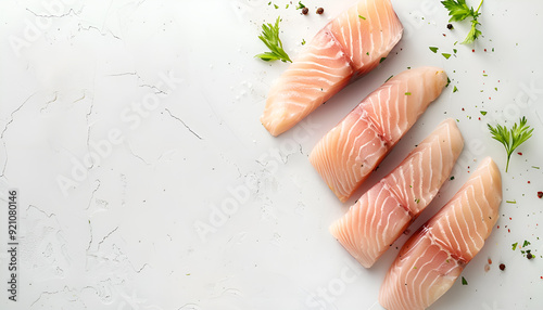 Tilapiini Fillet on white table background photo