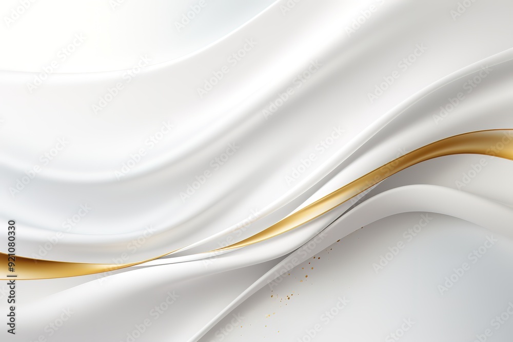 Fototapeta premium Abstract white and gold background with flowing lines.