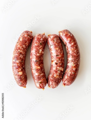 Fresh Raw Sausages on Light Background