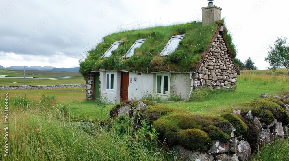 Write about the unique design elements of a Scottish croft house in the UK Highlands. Write about the unique design elements of a Scottish croft house in the UK Highlands.