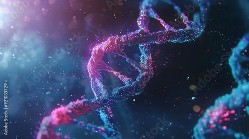 DNA double helix genetic material. Gene sequencing abstract design. Floating in space background, .science, abstract, biology, biotechnology, molecular, health, genetic