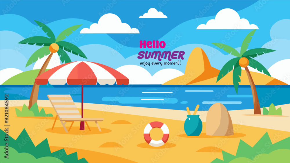 Summer beach scene banner design background Summer beach scene banner design background