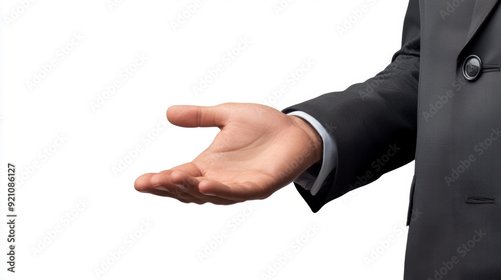 Businessman Wear suit empty hand closeup gesture mockup Empty hand gesture open hand Right hand isolated white background Businessman Wear suit empty hand closeup gesture mockup Empty hand gesture open hand Right hand isolated white background
