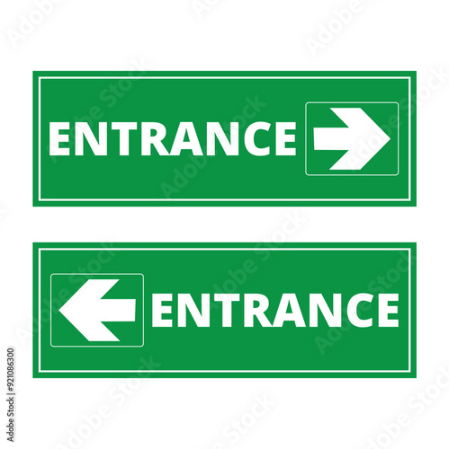 Señal de entrada en color verde con letras blancas. Vector