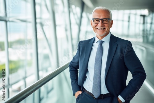 Confident Senior Businessman Smiling in Office